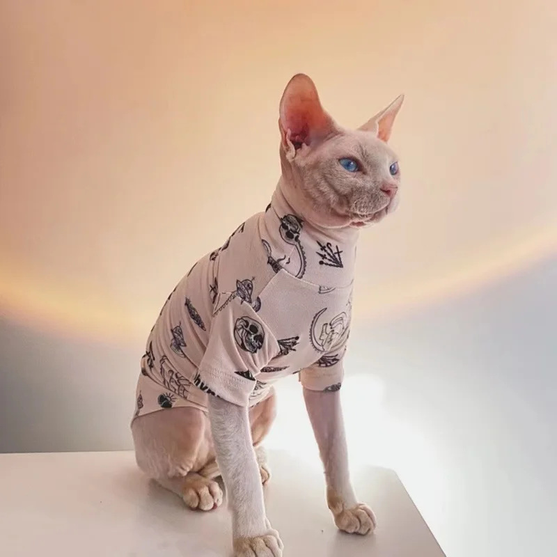 Spyhnx Sphinx Hairless Cat Clothes Snugly Original Devon Konis Tattoo Close-fitting Comfortable Undercoat T-shirt Cat Pajamas