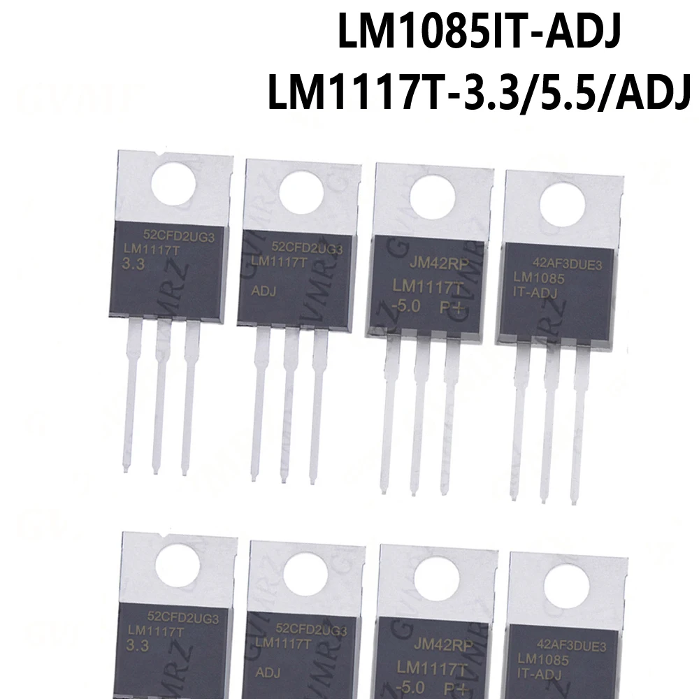 10PCS  LM1085IT TO-220 LM1117T-3.3 LM1117T-5.0 LM1117T-ADJ LM1085IT-ADJ LM1117T LM1085IT TO-220