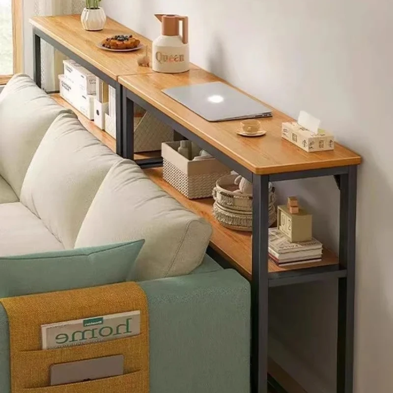 Multifunctional Living Room Sofa Back Shelf Narrow-Slit Storage Cabinet Home Bookcase Organizer Rack Table