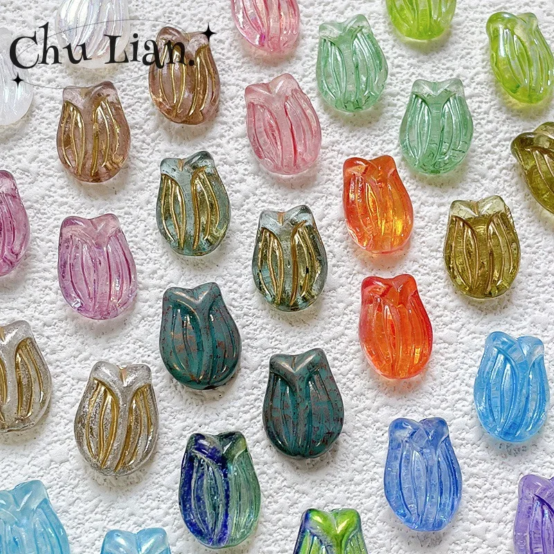 

10pcs 12x16mm Czech Tulip Glass Beads DIY Bracelet Necklace Beads Phone Chain Accessories Material