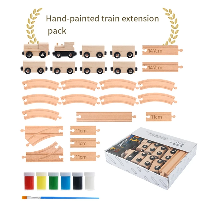 Set Of DIY Wooden Train Track Adapters Railway Accessories For Toy Trains - Hobbies, Games, Table Activities For Kids Durable