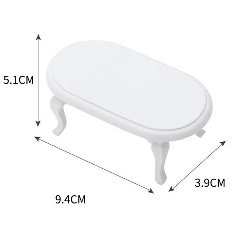 1Pc Poppenhuis Miniatuur Houten Teatable Model Mini Simulatie Witte Theetafel Poppenhuis Decor Meubels Speelgoed Accessoires