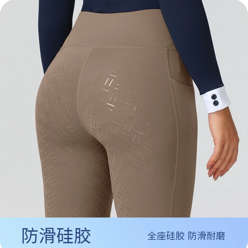 Women High Waist Horse Riding Pants Full Seat Silicone Grip Riding Pants Lightweight Breathable Equestrian Breeches with Pockets