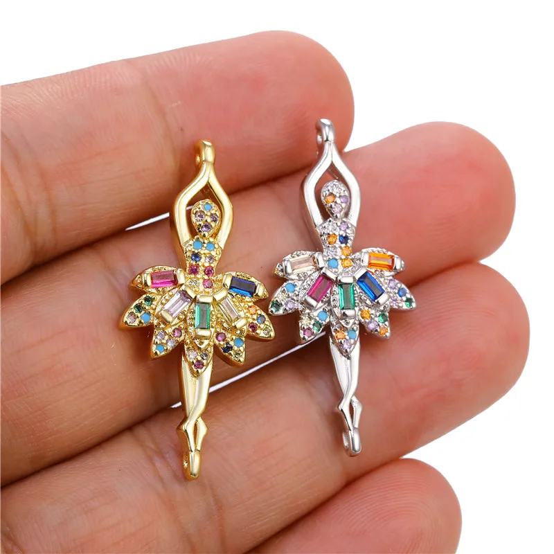 Juya لتقوم بها بنفسك قوس قزح زركونيا 18K مطلية بالذهب الإبداعية الفاخرة سحر موصل اكسسوارات لصنع سوار سحر اليدوية #5