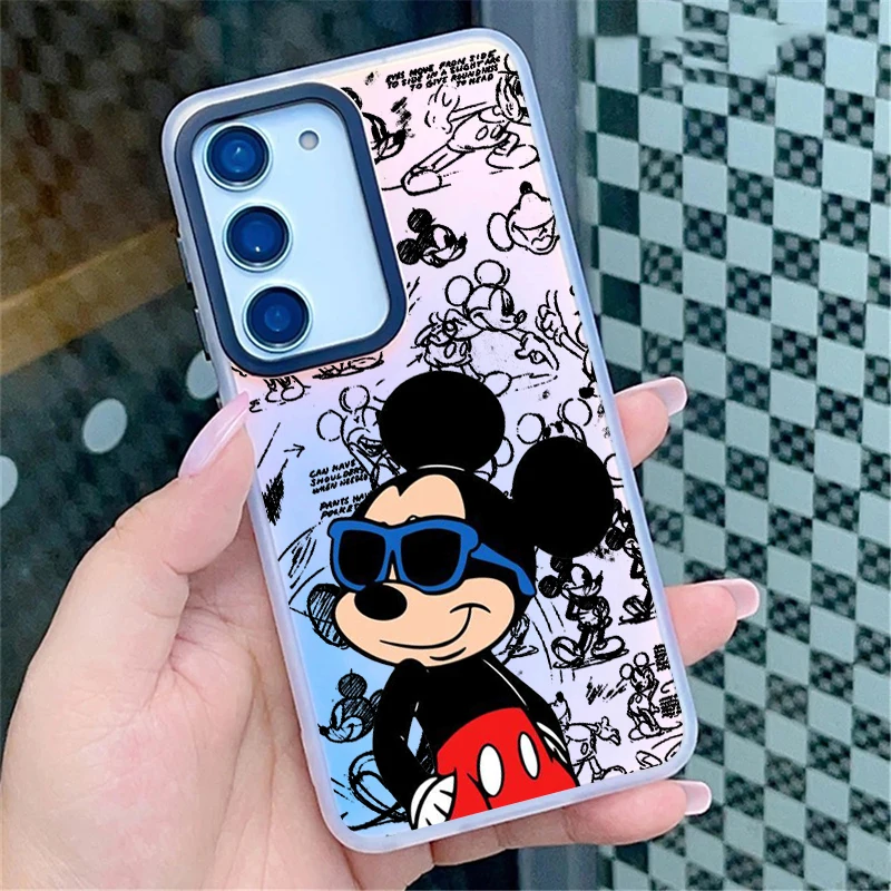 Disney Mickey Minnie Cute For Samsung Galaxy S24 S23 S22 S21 S20 FE Ultra Plus S10 Lite 5G Luxury laser phone case