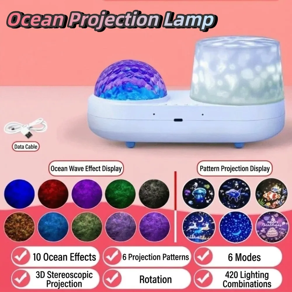 Soft Lighting Star Projector Lamp Flowing Wave Pattern Delicate Appearance Ocean Water Ripple Projector Dreamy Starry Sky