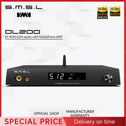 SMSL DL200 오디오 DAC 헤드폰 앰프 MQA-CD ES9039Q2M 트루 밸런스드 블루투스 APTX HD OPA1612 DSD512