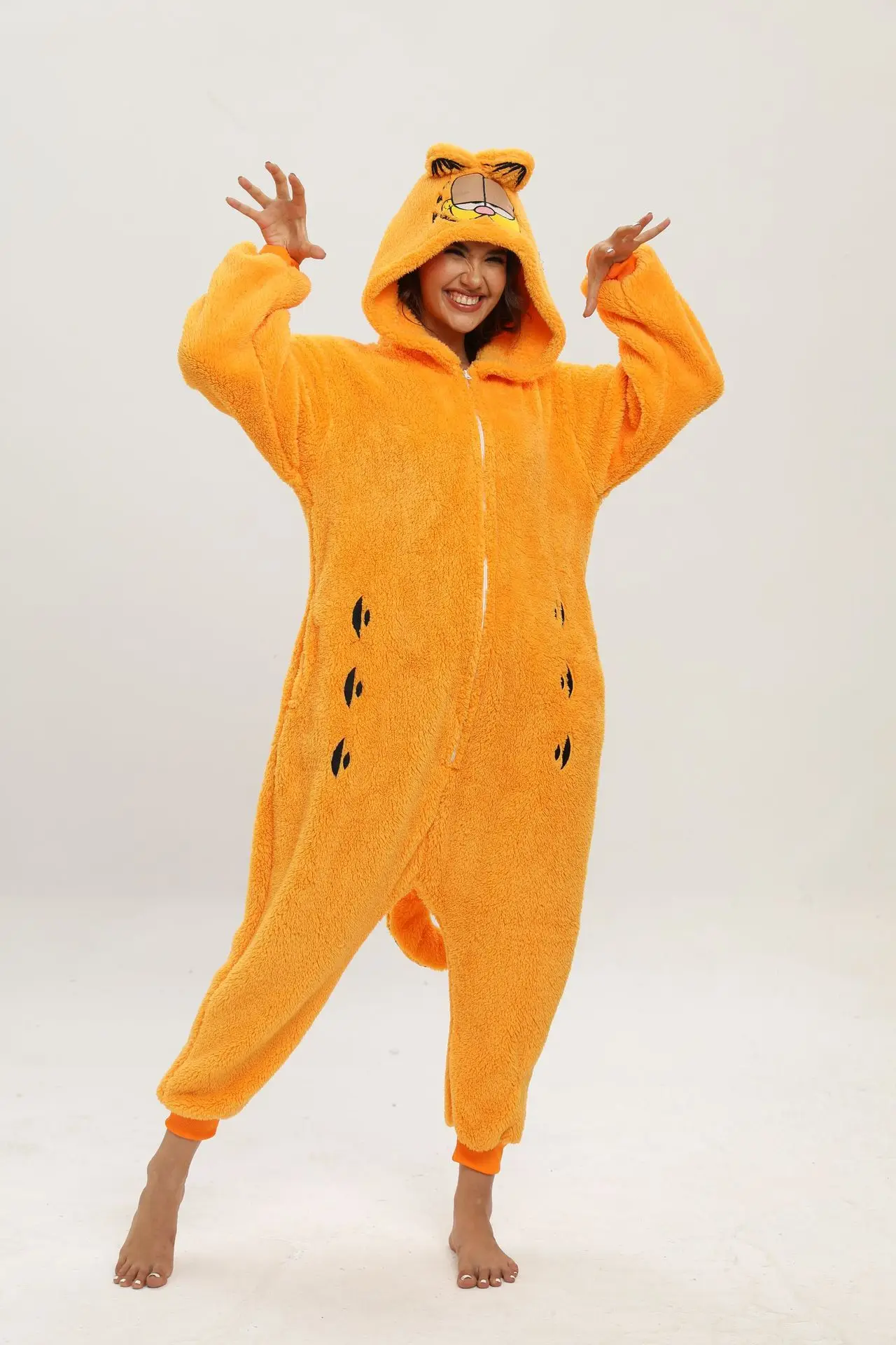 MINISO Unisex Garfield kostümleri onecosplay kedi Cosplay pijama yetişkin pijama hayvan pijama tulum