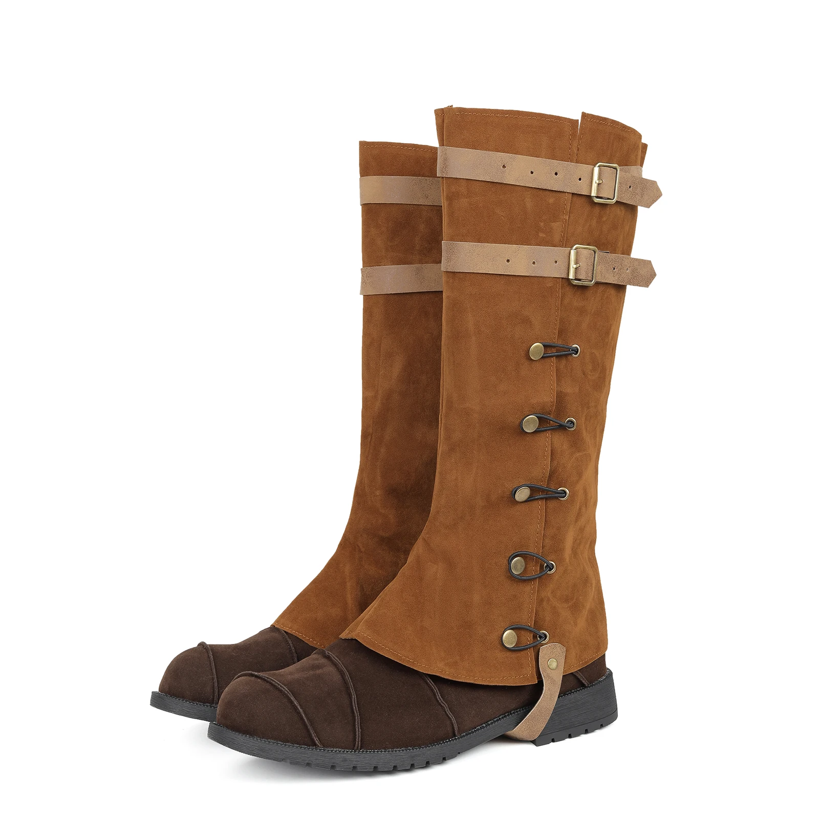 Botas de cuero para hombre, cubierta para zapatos, polaina Steampunk, espinillera, Kit de pierna Medieval, armadura, disfraz, sillín de jinete, senderismo, caza