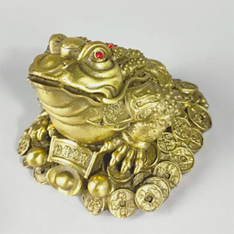 

Exquisite Interesting Chinese Collection Home Decoration Brass Golden Toad Wealth Auspicious Statue