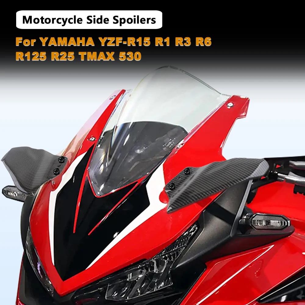 

Motorcycle Winglet Matte Carbon Color ABS Wing Kit Spoiler for YAMAHA YZF-R15 R1 R3 R6 R125 R25 TMAX 530 Universal Accessories