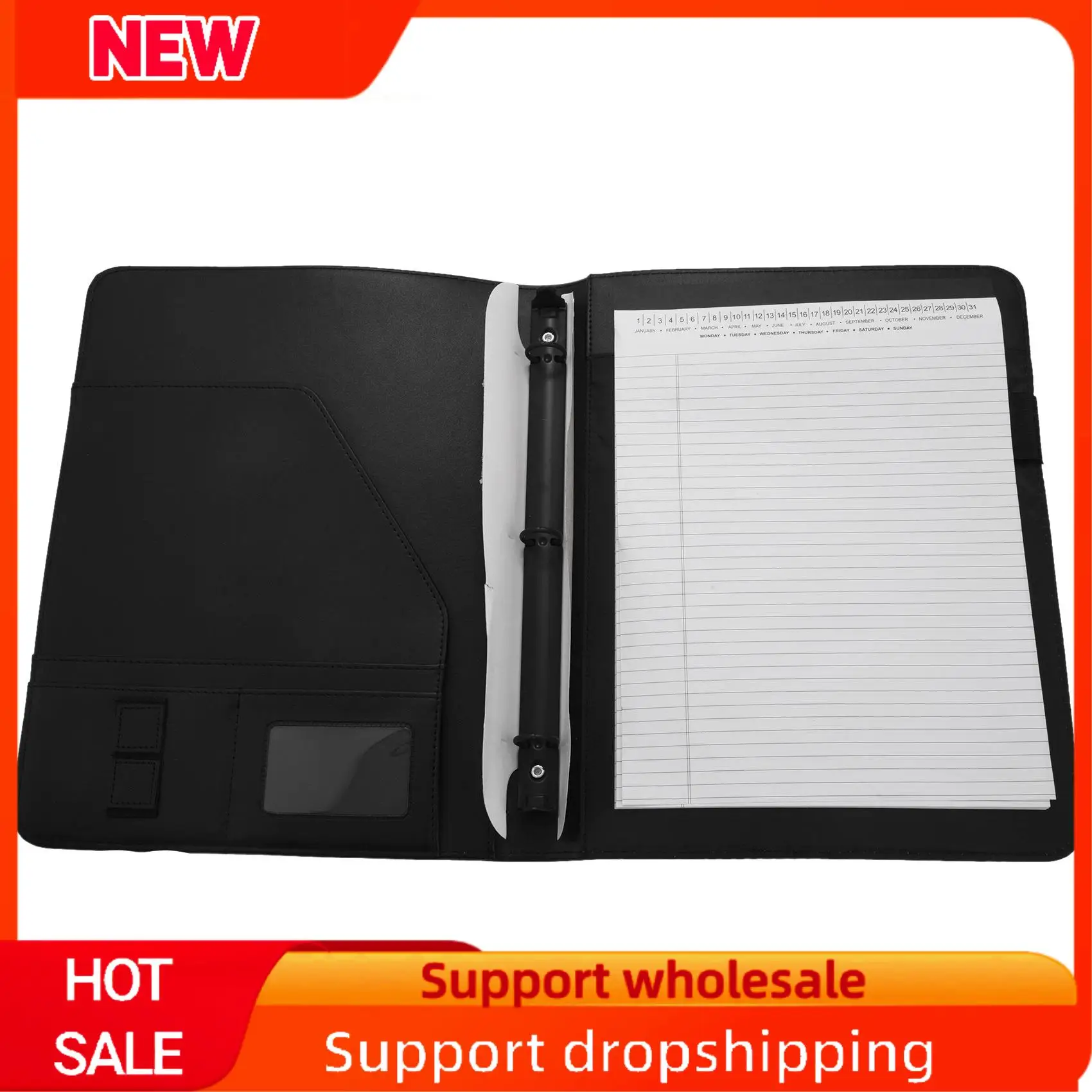 Superb A4 Leather 3 Ring Portfolio Binder Business Binder Padfolio Multipurpose Padfolio With Notebook Pad For Interview & Busin