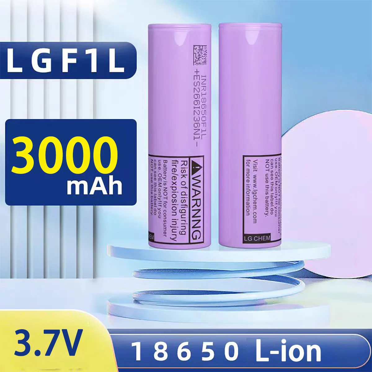 18650  Lithium Battery 3.7V 3000mAh, 1000 Cycles High Capacity for Flashlights, Power Banks, Toys & Electronic Devices, etc