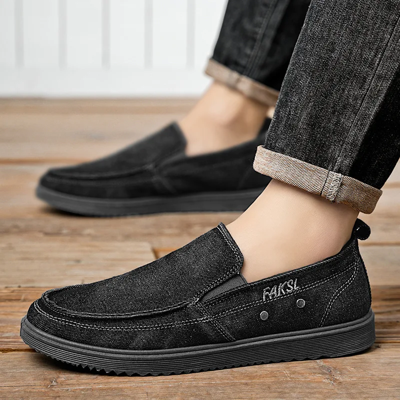 

2026 New Spring and Autumn men's casual canvas shoes low top loafers big size denim men's single shoes