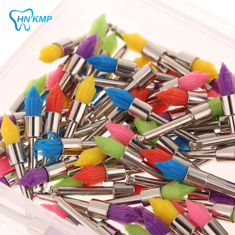 

100Pcs/box Dental Multicolour Prophy Brushes Pointed Flathead Shaped Cleaning Polishing Disposable Used For Stain Removal