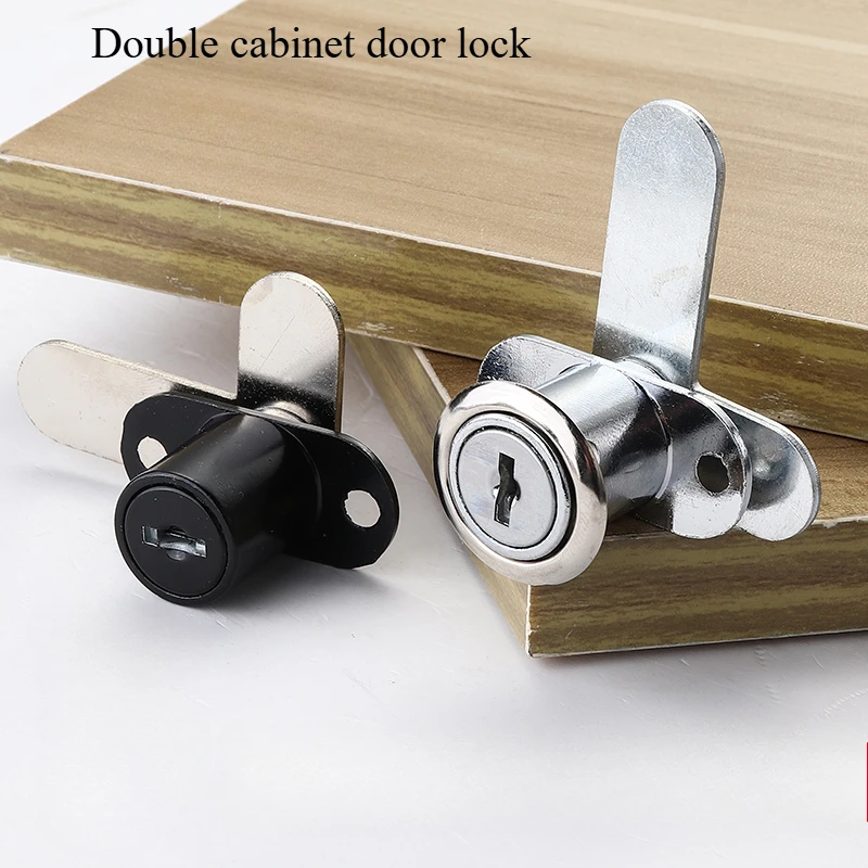 Double Open Cabinet Door Lock 7-shaped Opposite Turn Tongue Lock File Cabinet Letterbox Furniture Door Lock