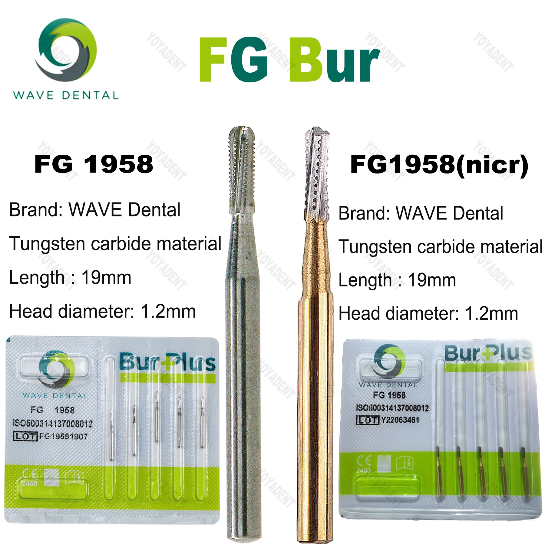 WAVE Dental Tungsten Carbide Burs Dental Strawberries FG Burs For High Speed Handpiece 5Pcs/Pack