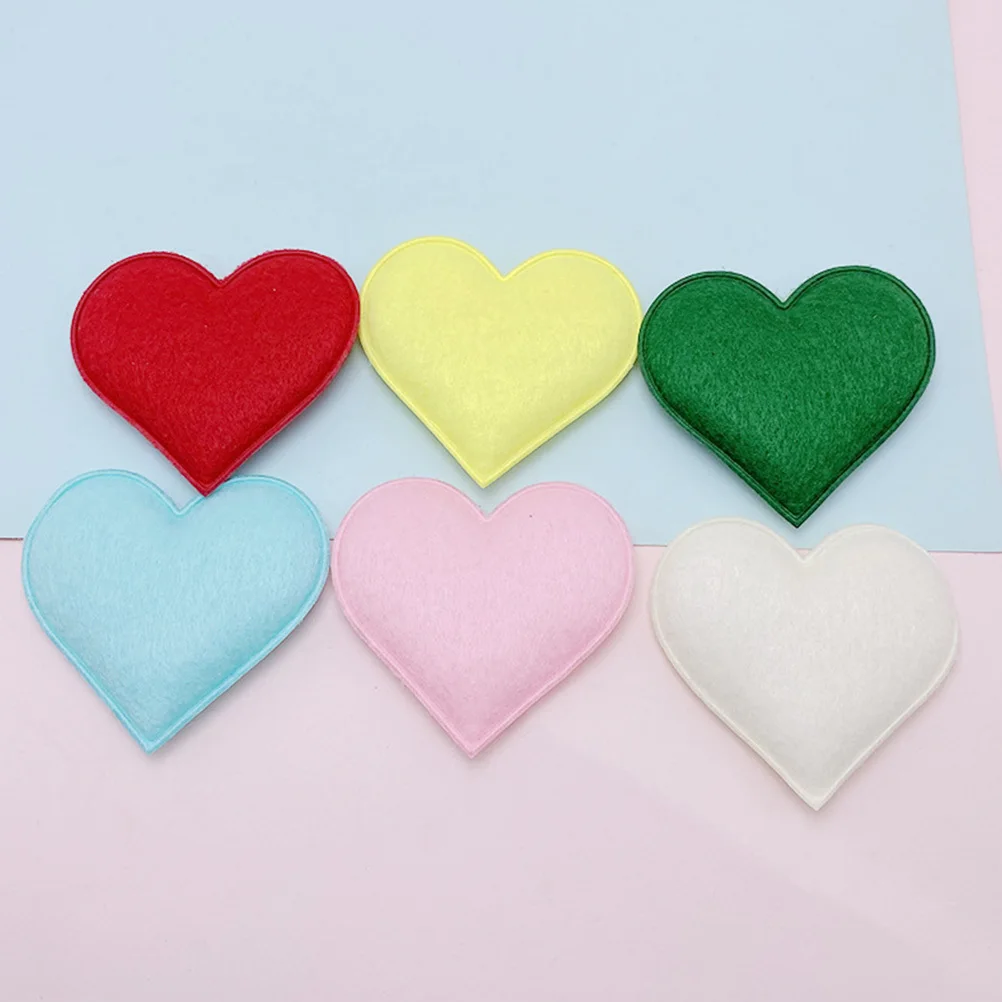 

30Pcs Heart Hair Clips Felt Hearts DIY Accessories Red Wool Felt Heart Embellishments Sewing Crafts Decorative Charm for Hairpin