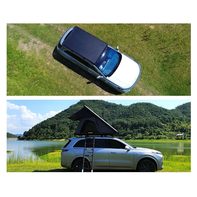 Hard-Shell Car Roof Tent, Lightweight Triangular Roof Tent, Flip-Top Roof Tent, for 1–3 People, Aluminum Shell(Customized)