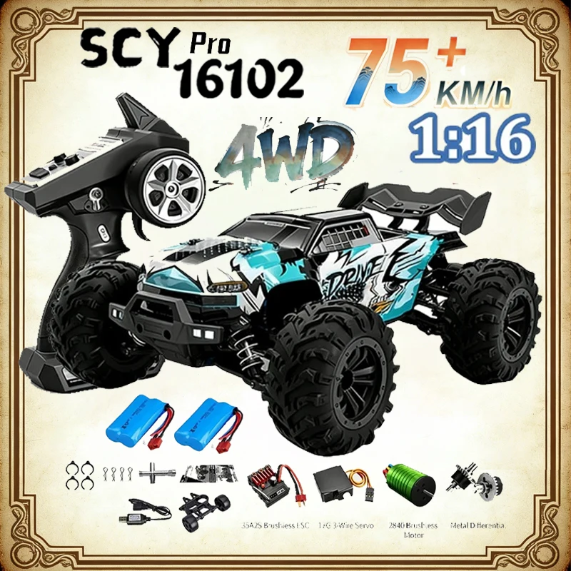 

RC Car SCY 16101 16102 PRO 4WD 70Km/h 1/16 High Speed Drift Monster Off-road Remote Control Vehicle Electric