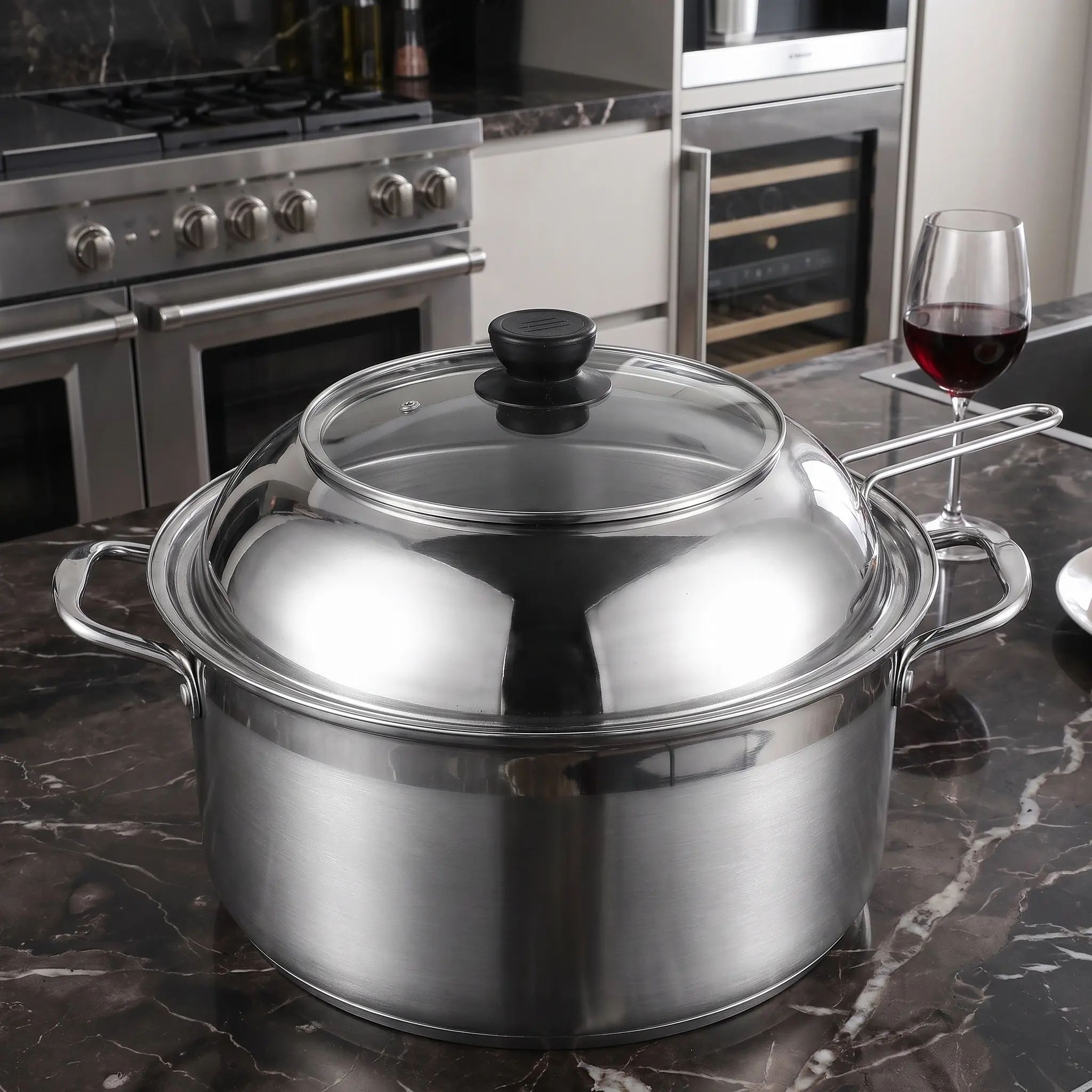 Stainless Steel Splatter Guard Lid – Heat-Resistant Clear Tempered Glass Pot Pan Wok Cover