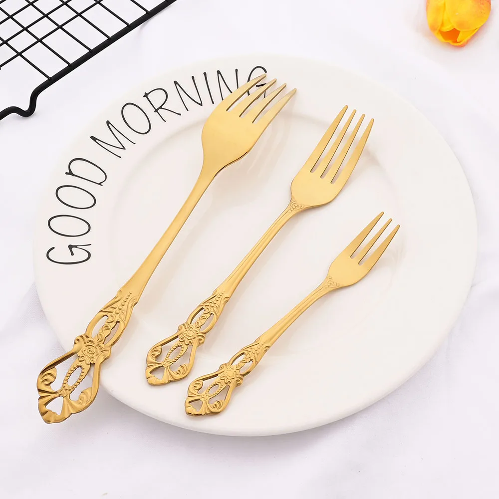 6Pcs Cake Forks Stainless Steel Dessert Fork Colorful Tea Forks Rainbow Small Fork for Fruit Snack Dinnerware Party Utensils Set