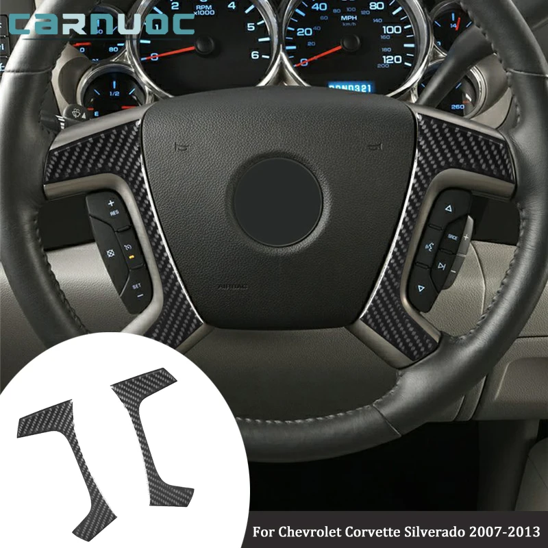 For Chevrolet Corvette Silverado 2007-2013 Carbon Fiber Steering Wheel Button Stickers Car Interior Decorative Accessories