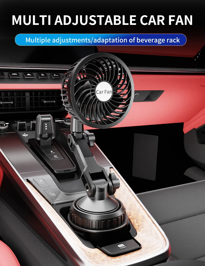 

DC12V 6in USB 3 Speed Auto Cooler Fan Powerful Quiet Portable Car Cup Holder Fan for Car Van Truck SUV RV