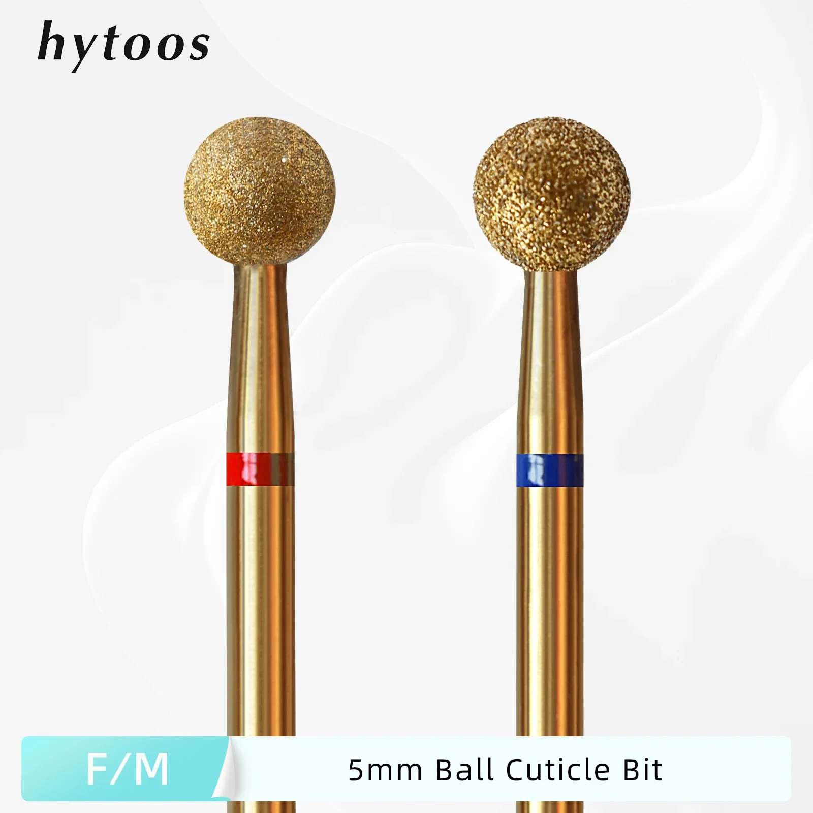 HYTOOS-broca para limpieza de cutículas, bola de 5mm, brocas para uñas de diamante ruso de titanio, accesorios para limpiador de uñas, herramienta para piel muerta