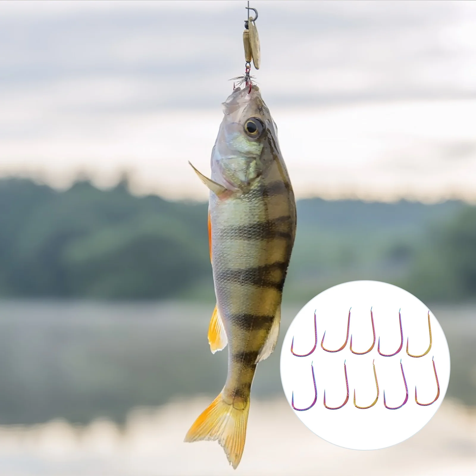 

30Pcs Colorful Circle Hooks Strong Carbon Steel High Catch Rate Special Barb Design Freshwater Seawater