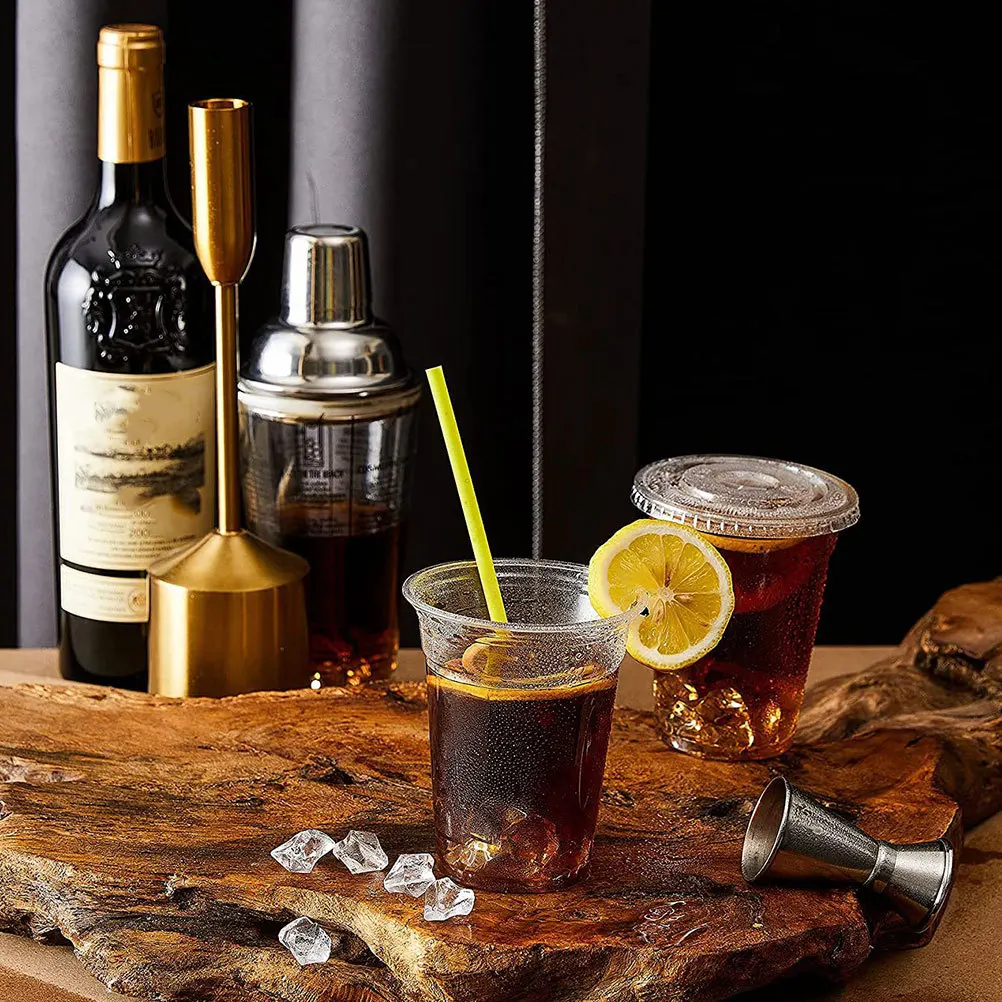 

50Pcs Clear Disposable Coffee Cups with Lids Portable Beverage Cups for Cold Drinks Juice Tea Milk Tea Party Supplies Indoor