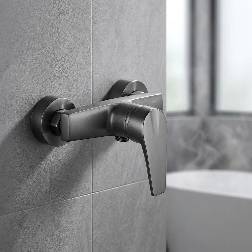 Brass Wall Mounted Shower Mixer Valve Single Handle for Bathtub and Shower Use Down Outlet for Handheld Hose Fit