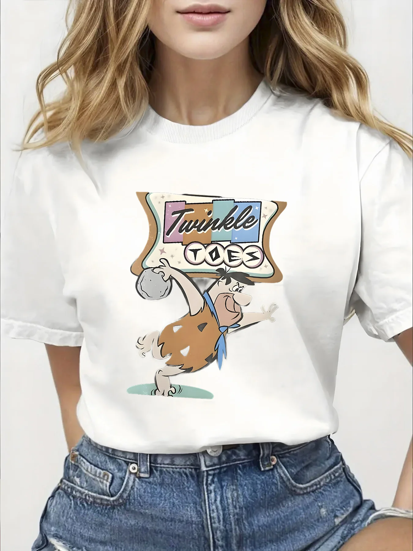 T-shirt da donna con grafica da bowling in cotone 100% - Top casual a maniche corte con scollo tondo e vestibilità rilassata con stampa geometrica vibrante