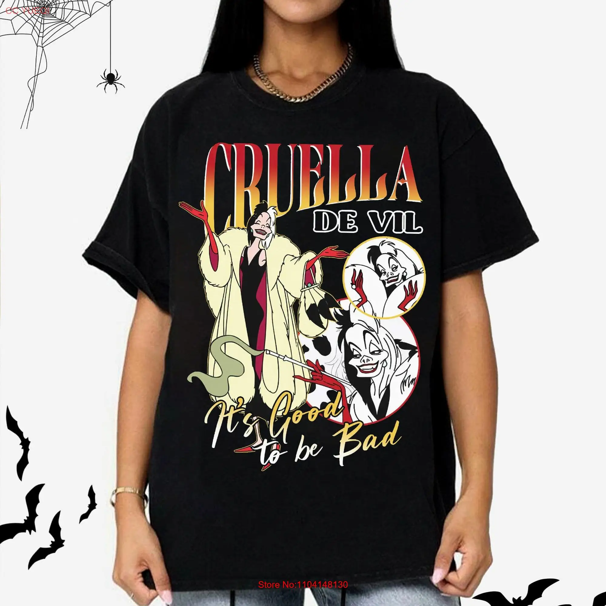 Cruella De Vil It's Good To Be Bad T Shirt 101 Dalmatians Villains Villain Character long or short sleeves