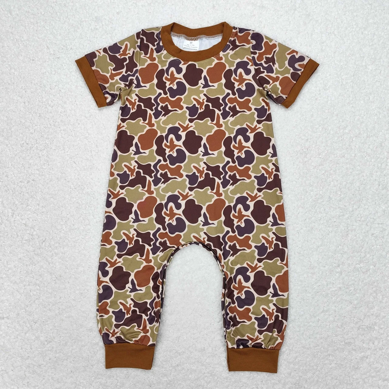 

Wholesale Toddler Newborn Brown Camo Summer Short Sleeves Romper Baby Boy One-piece Kids Children Buttons Bodysuit Clothing