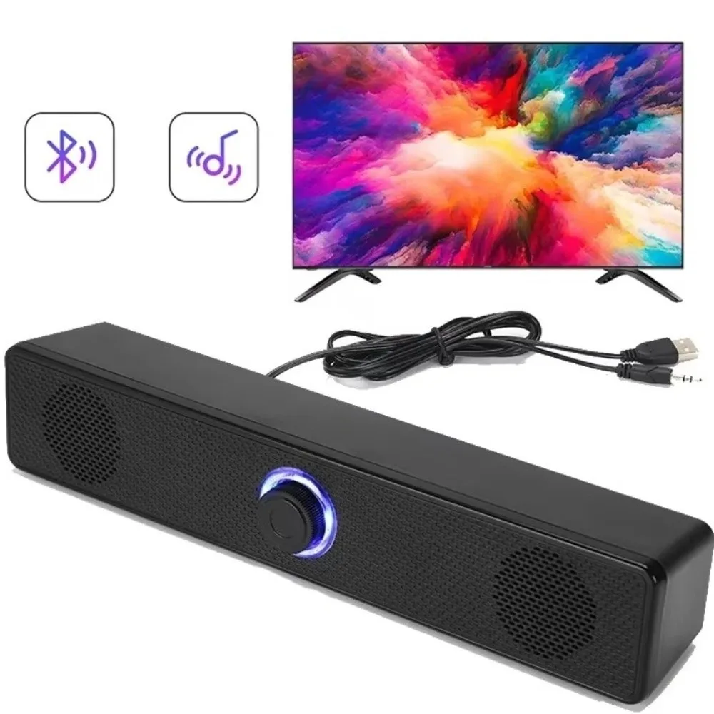 Long Bar Speaker Wired PC Soundbar Wireless Stereo Bluetooth Speaker Compact Stereo Strong Bass USB Powered Soundbar For PC view 2