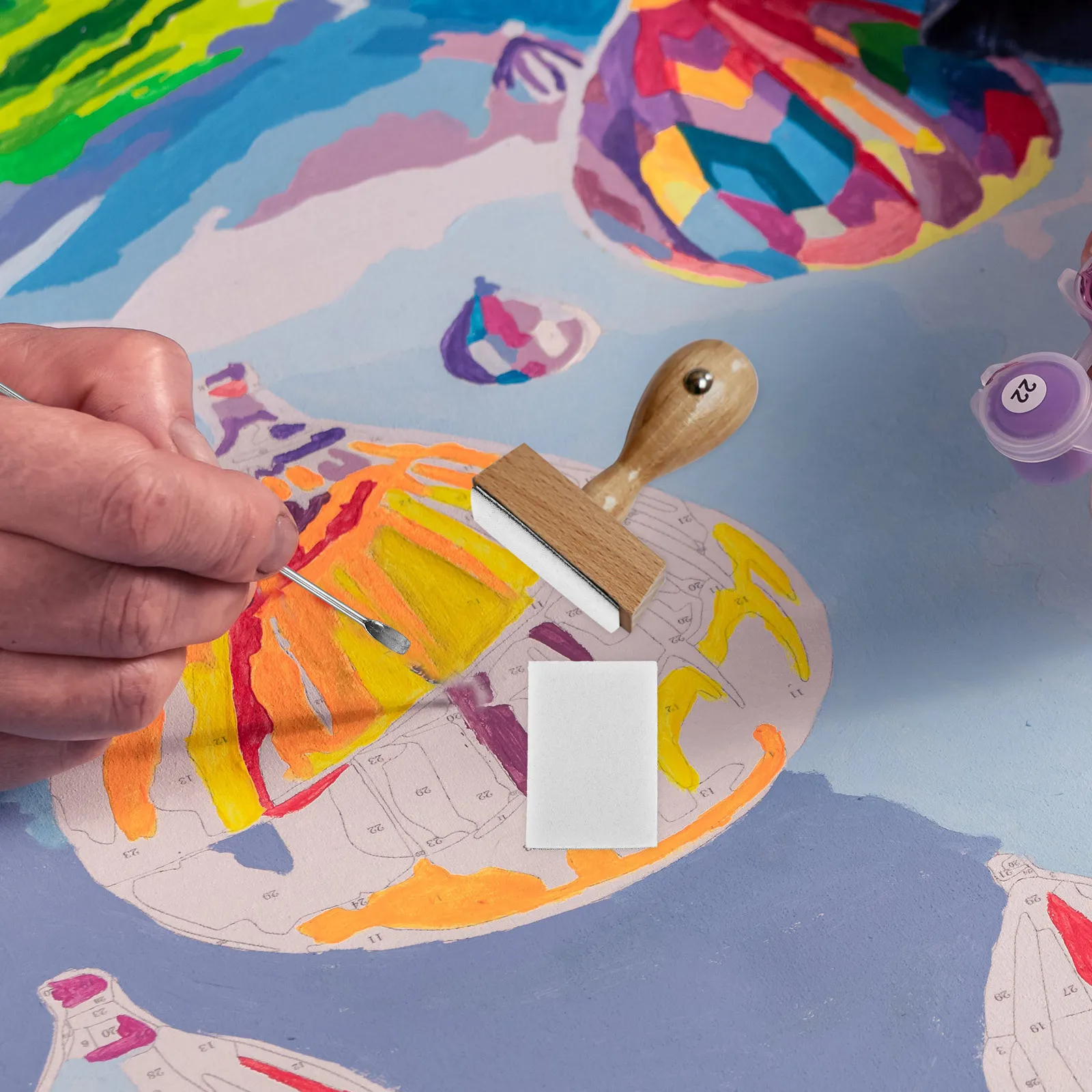 แผ่นโฟมสีขาว 10 ชิ้น สำหรับเครื่องมือผสมหมึกขนาดเล็ก ใช้งานได้อย่างราบรื่น ผสมสีได้เรียบเนียน สำหรับงานสมุดภาพ ปั๊มลาย งานฝีมือ ชุดเติมหมึก