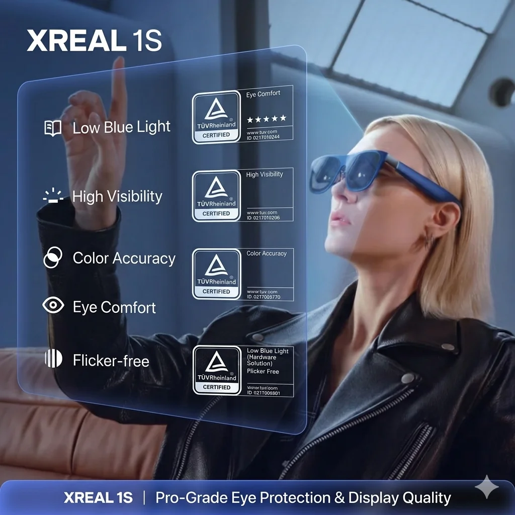 Lunettes de réalité augmentée XREAL 1S, 3DoF, 3D réel natif, puce X1 pour iPhone 17/16/15