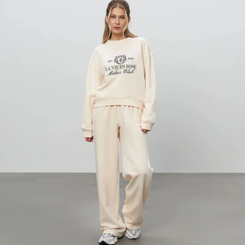 TARUXY レジャーロングパンツスウェットシャツレディーススーツファッション刺繍長袖プルオーバールーズパンツ秋 2 アイテムスーツ