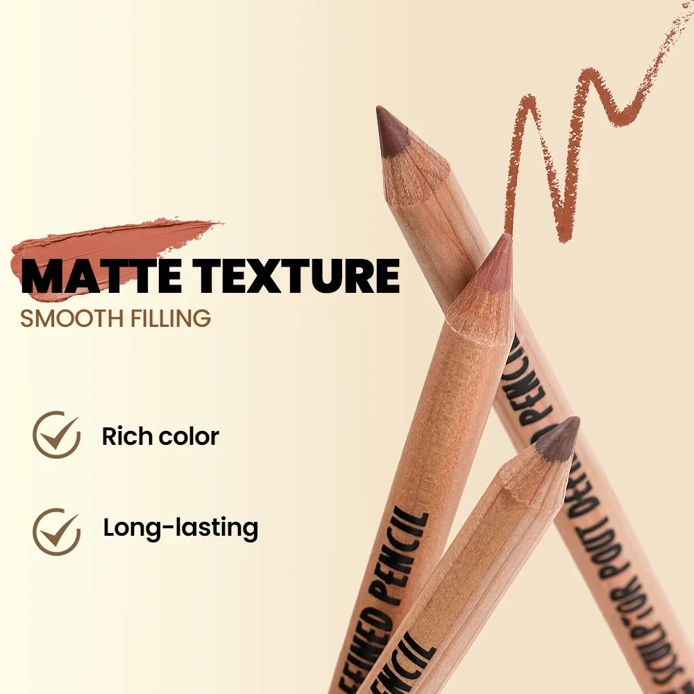 Set di matite per labbra in velluto da 6 pezzi, duraturo, impermeabile, altamente pigmentato, senza trasferimento, matita per labbra, contorno perfetto, riempimento, trucco donna