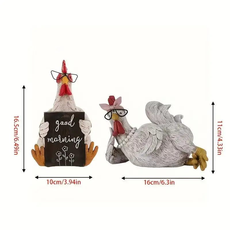 الديك تمثال ديكور التماثيل الراتنج حديقة مزرعة ساحة الحديقة الدجاج الدجاجة النحت حصة الفن الحرفية فناء هووسورمينغ الديكور