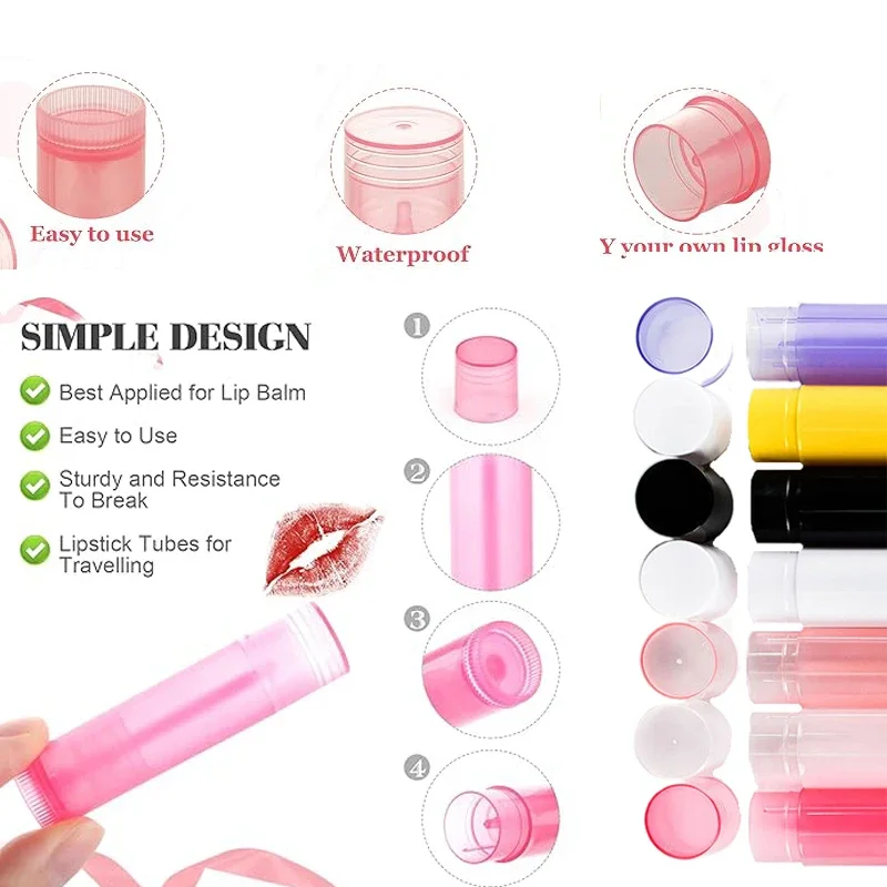 10Pcs Lip Balm Rohr 5ml Leere Lip Gloss Balsam Behälter Nachfüllbare Kunststoff Lippenstift Rohre DIY Kosmetische Lip Gloss balsam Rohr Halter