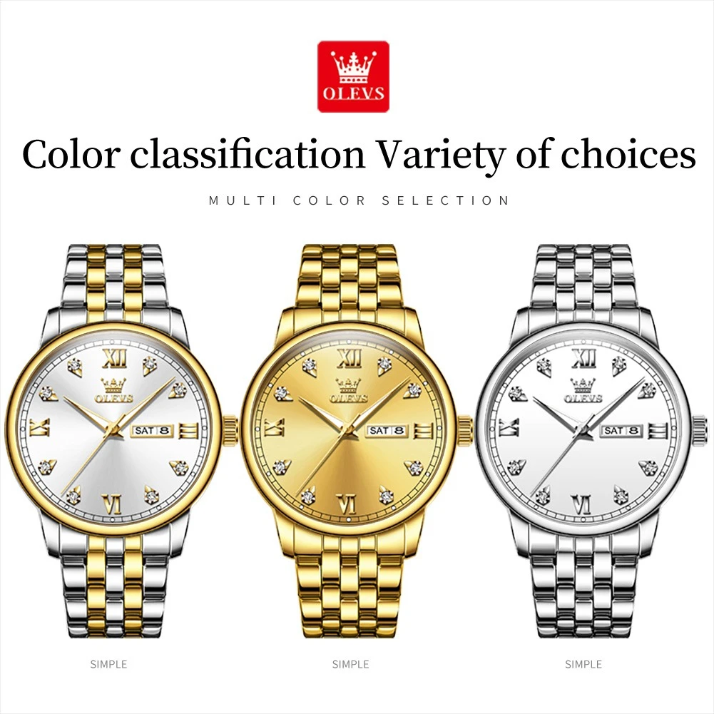 OLEVS 5525, повседневные кварцевые часы, подарочный ремешок для часов из сплава, наручные часы с круглым циферблатом, календарь с дисплеем недели