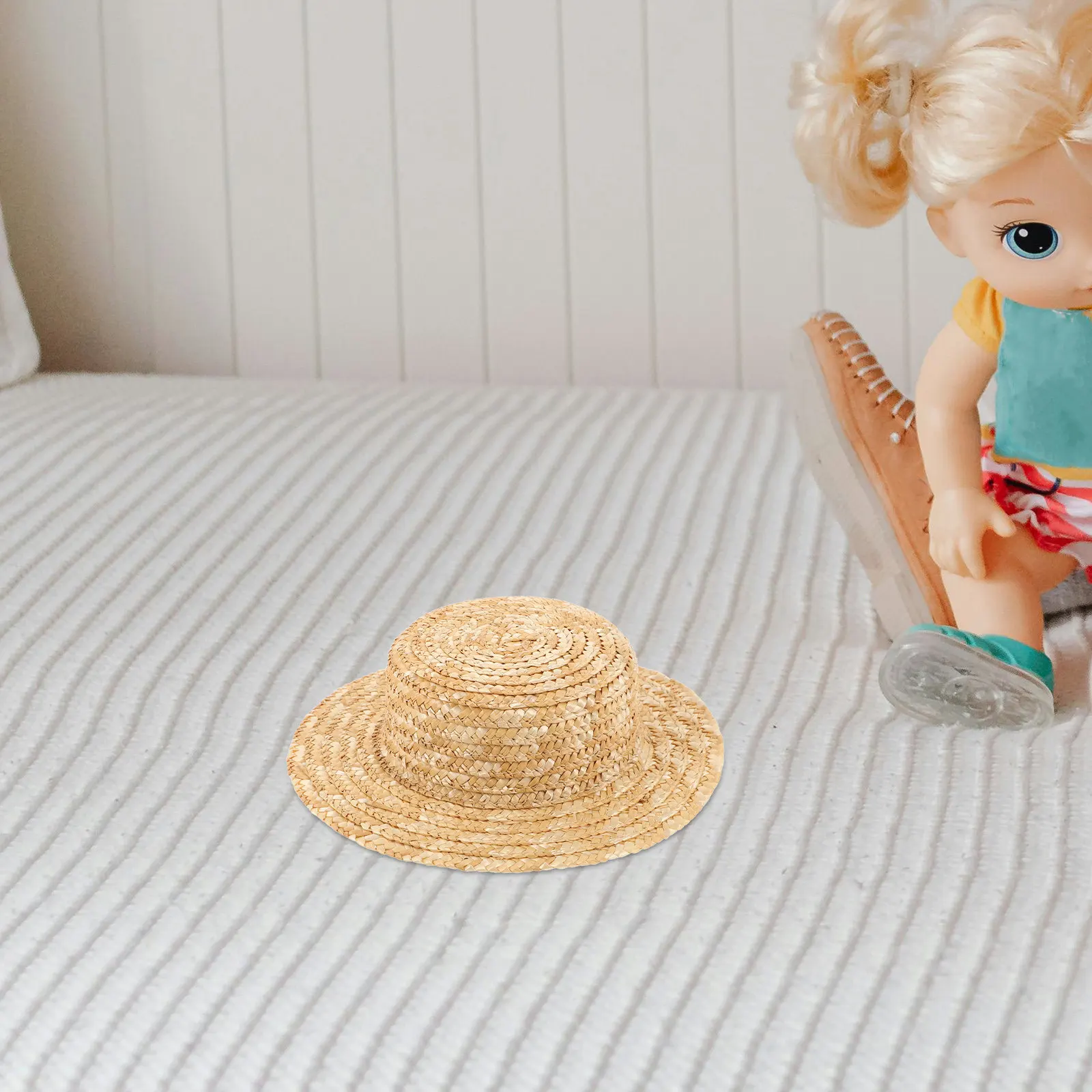 Mini Chapéu de Palha com Diâmetro Interno de 7Cm, Pequeno Acessório Decorativo Finamente Trançado para Cenários de Artesanato e Exibição Fotográfica