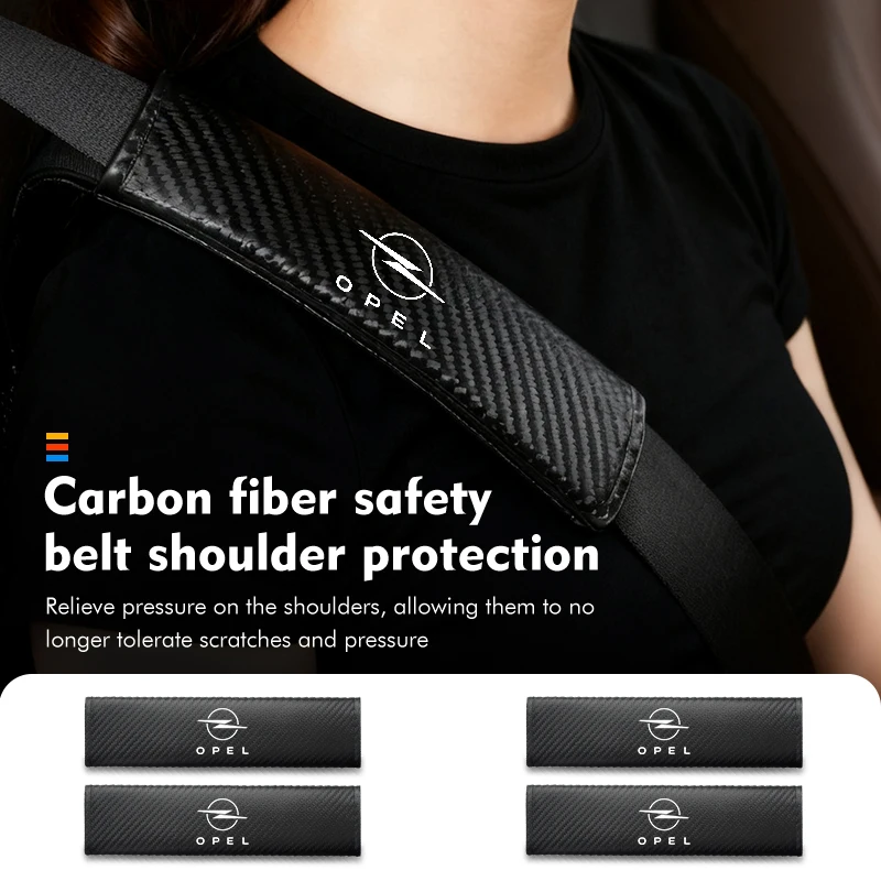 For Opel Car Carbon Fiber Seat Belt Shoulder Cover Padding Seatbelt ProtectionAccessories OPC Astra J H G K Insignia Corsa D B E