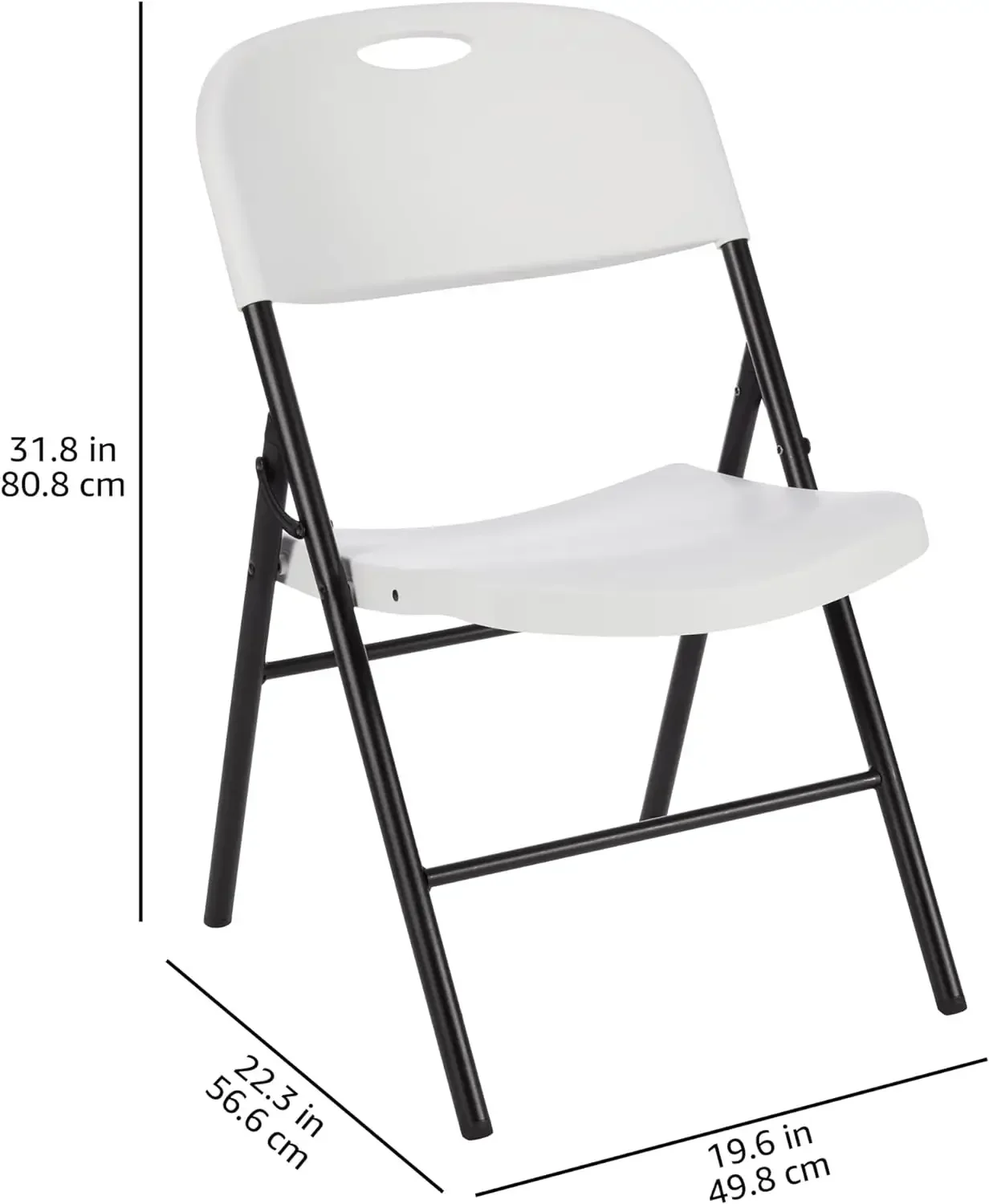 Amazon Basics Silla plegable de plástico, capacidad de 350 libras, color blanco, paquete de 4