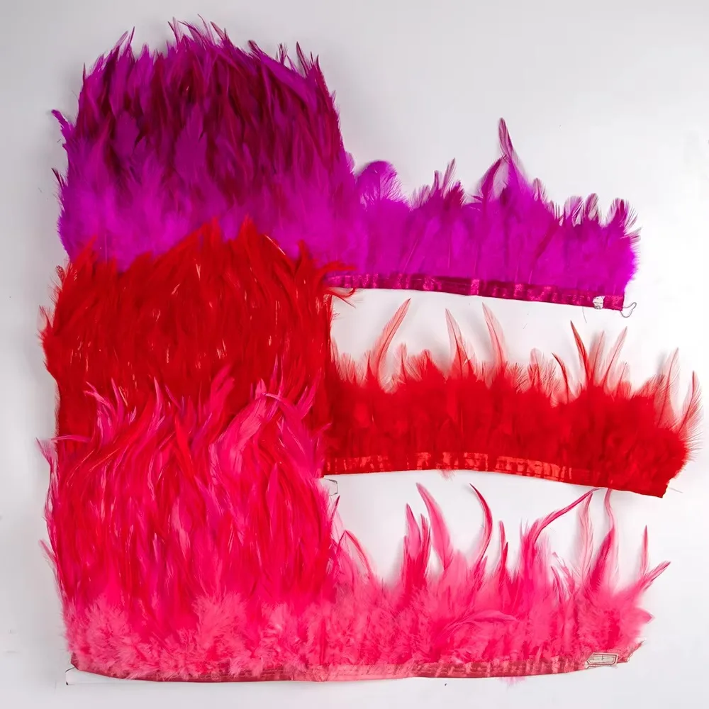5/10Meters Rooster Feather Trim 10-15CM Colored Chicken Feathers Ribbon  4-6