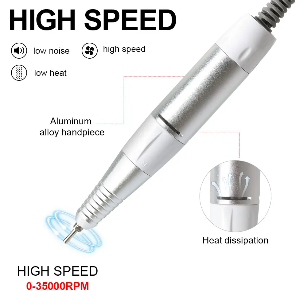 35000rpm 5Pins เครื่องเจาะเล็บไฟฟ้า Handle Handpiece Pedicure เปลี่ยนปากกาเล็บเครื่องมือความงาม ABE อุปกรณ์เสริม