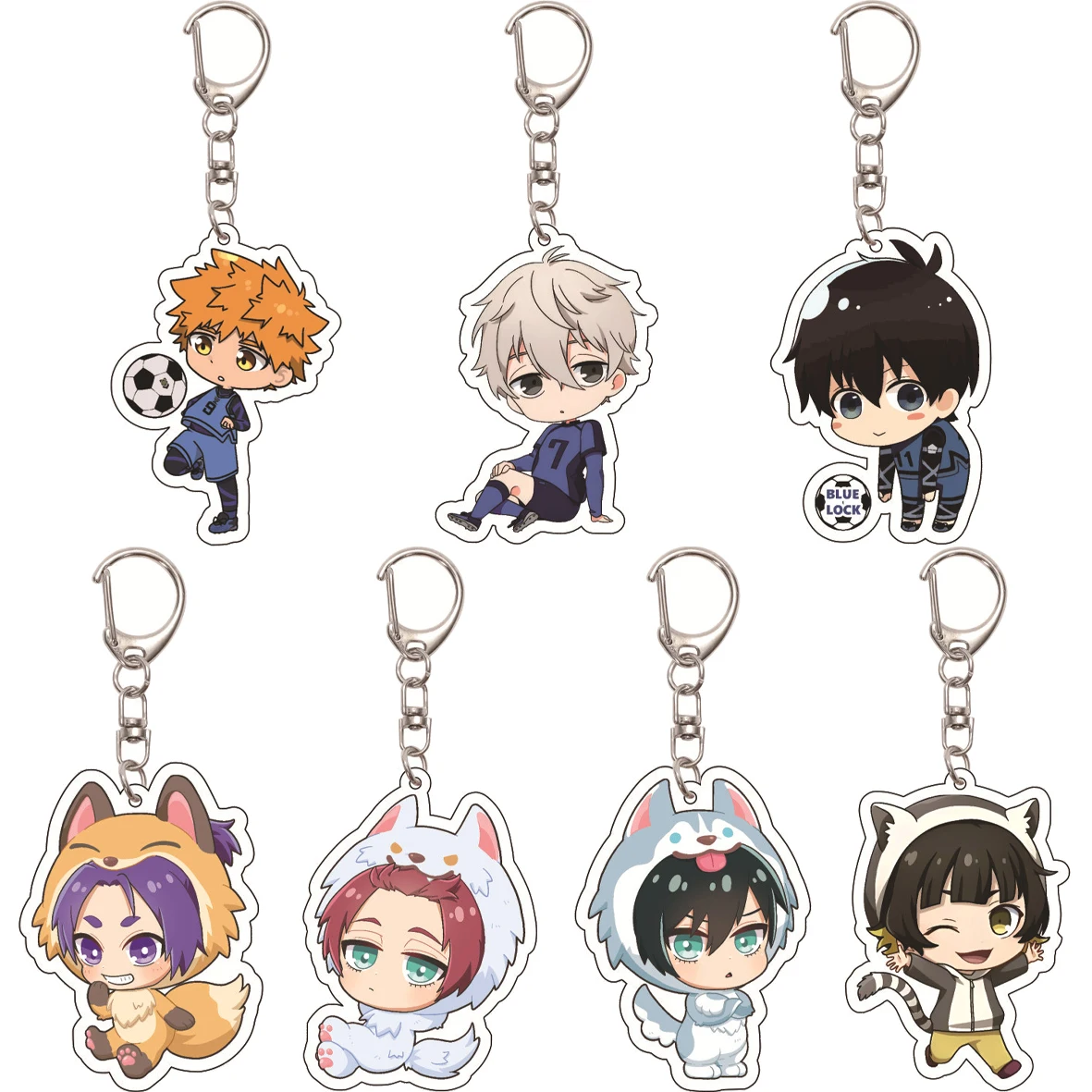 55MM Schlüsselanhänger Anime BLUE LOCK Ryosuke Kira Isagi Yoichi Rensuke Kunigami Mikage Reo Bachira Meguru Acryl-Schlüsselanhänger Niedliche Geschenke