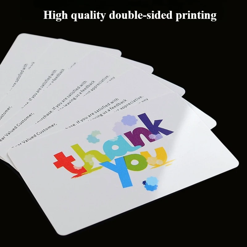 

100-200Pcs PVC Plastic Positive Review Cards After-sales Service Thank You Cards Double-sided Custom Printing Business Cards